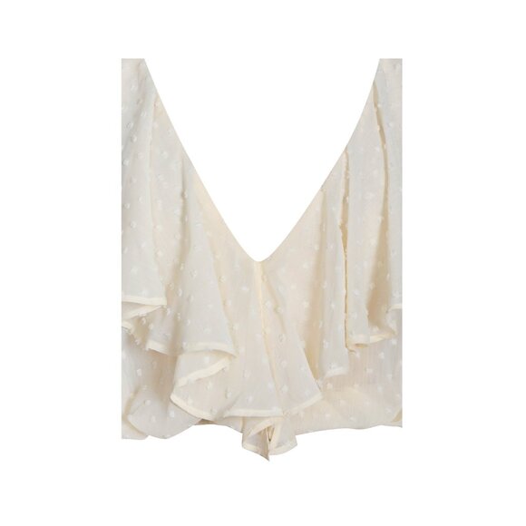 Magali Beige Dotted Mesh Ruffle Top - Picture 12 of 12